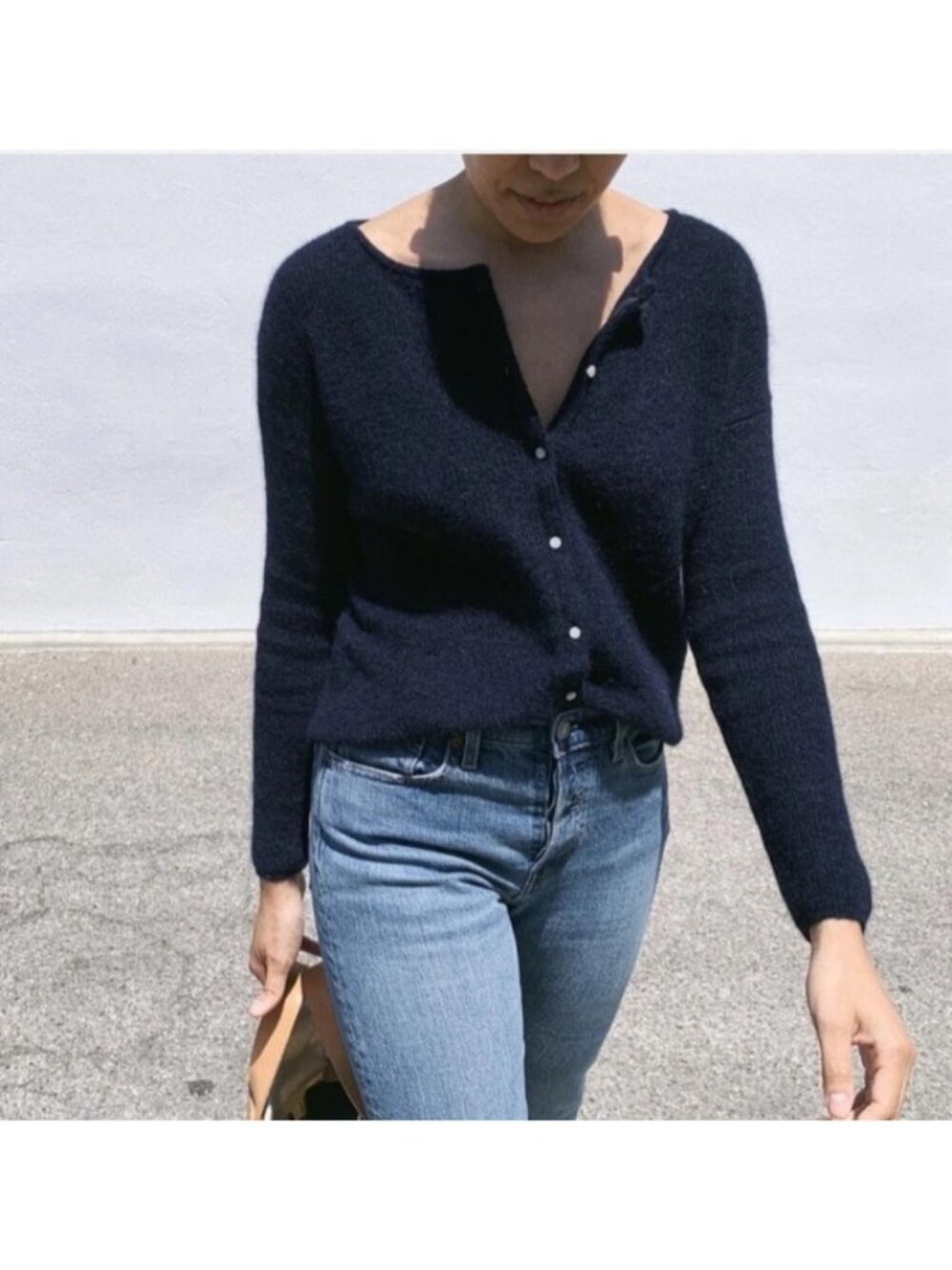 Sezane Rue Saint-Fiacre Black Mohair Alpaca Cardigan Sweater Women's S Soft